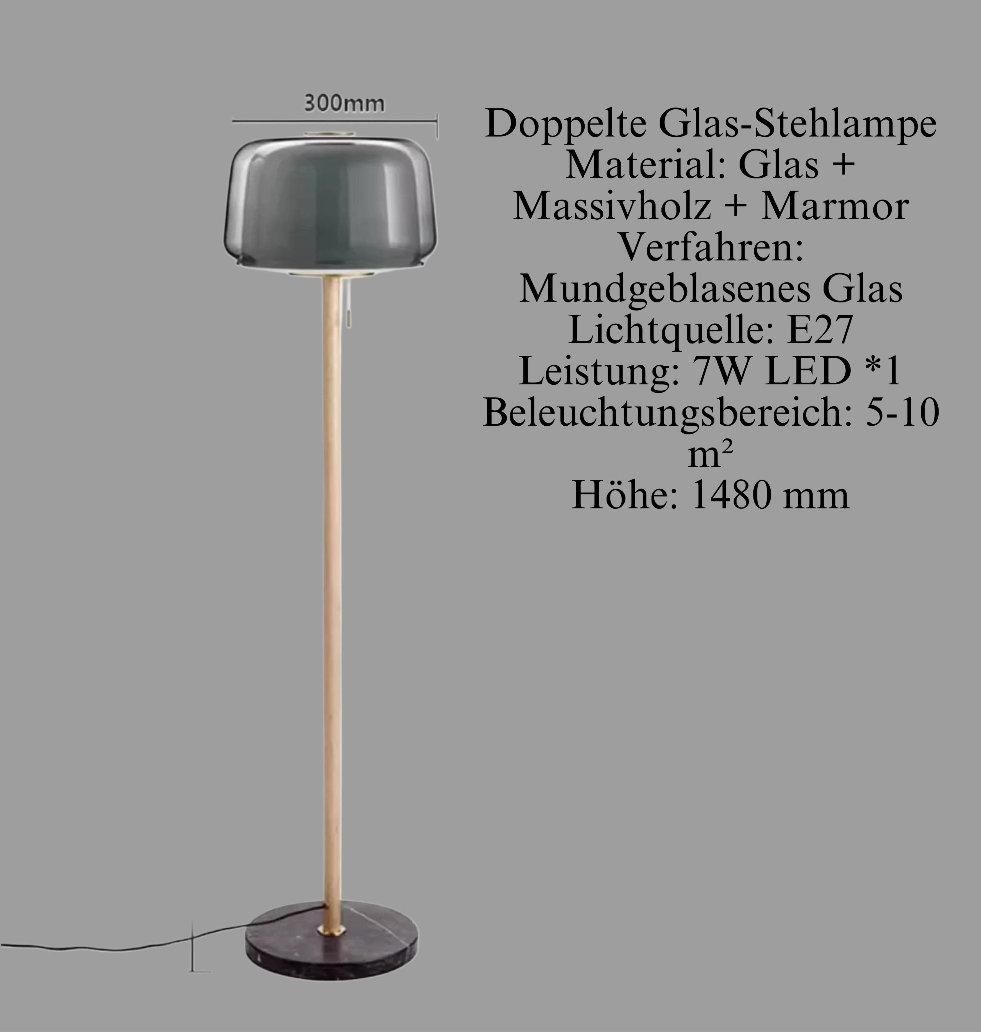 LumoGlass – Moderne Glas-Stehlampe
