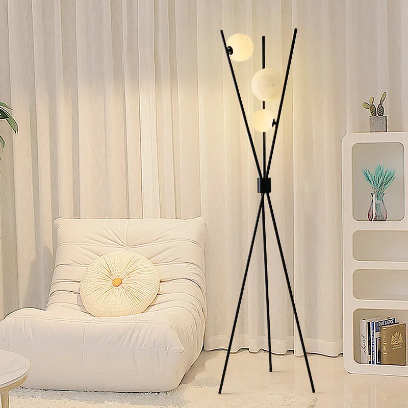Viona - Stehlampe LED-Bodenleuchte mit Glaslampenschirmen
