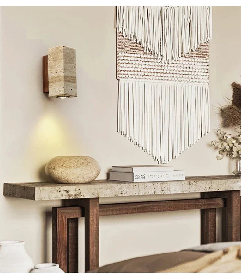 Lunara Wabi-Sabi Wandlampe im Stein-Marmor-Stil