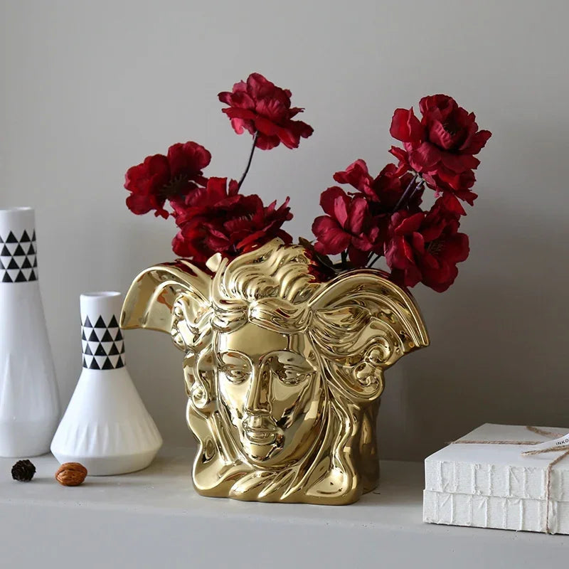 Medusa Goldene Keramikvase