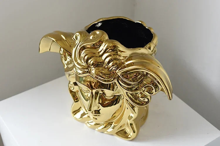 Medusa Goldene Keramikvase